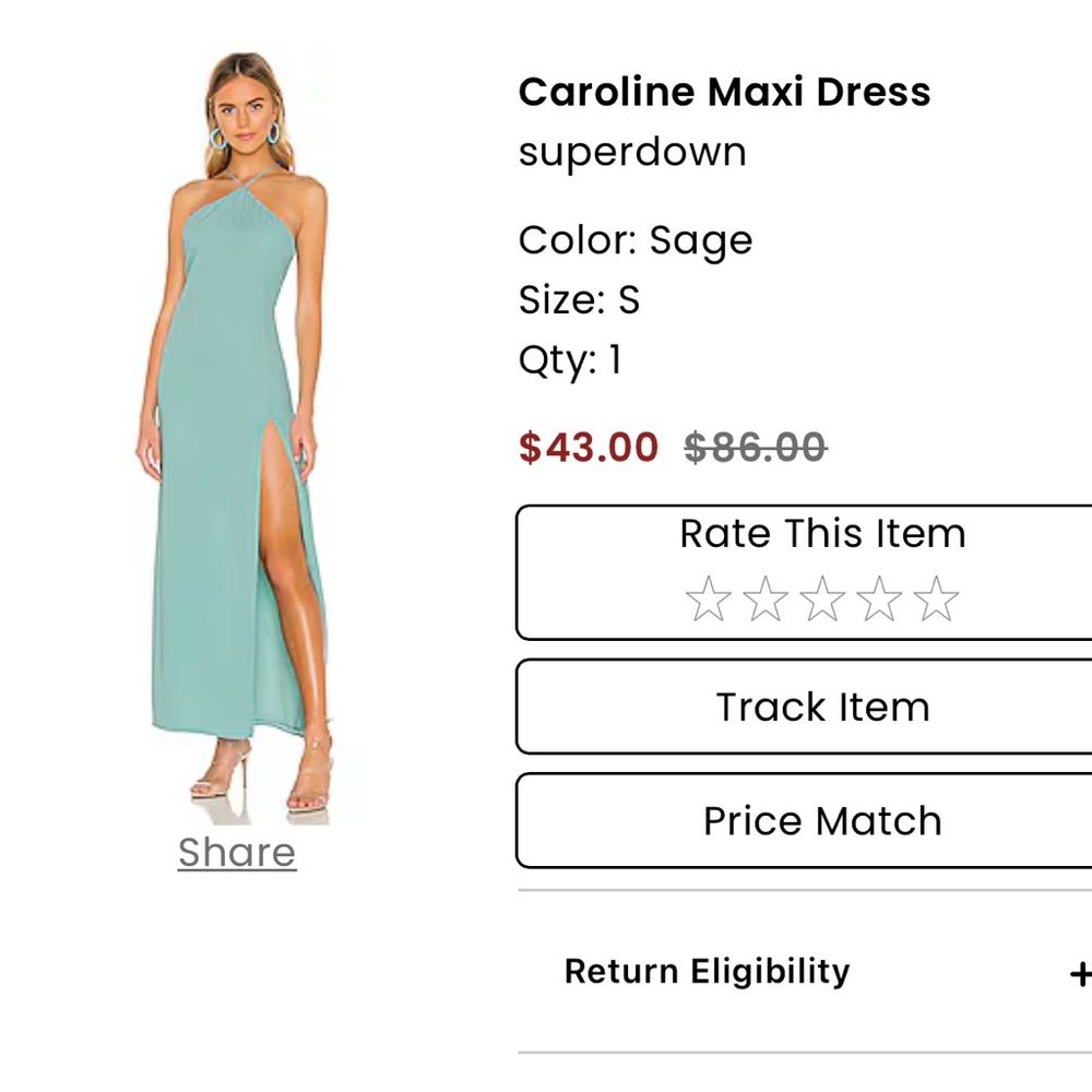 Superdown teal gown- NWT